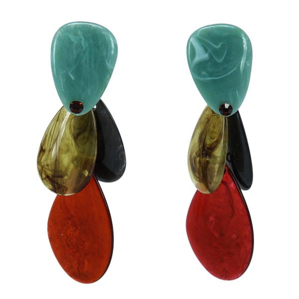 ACETATE COLOR BEAD DANGLE EARRING