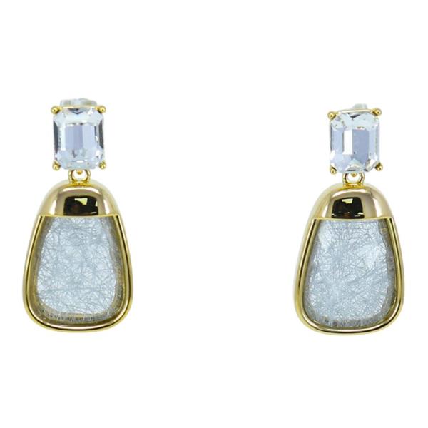 CRYSTAL METAL DANGLE EARRING