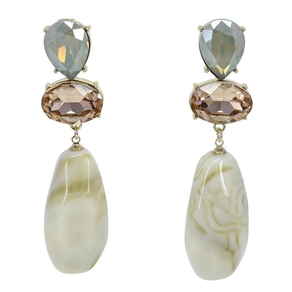 CRYSTAL STONE LINK DANGLE EARRING