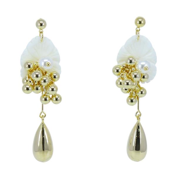 PEARL PETAL BEADED DANGLE EARRING