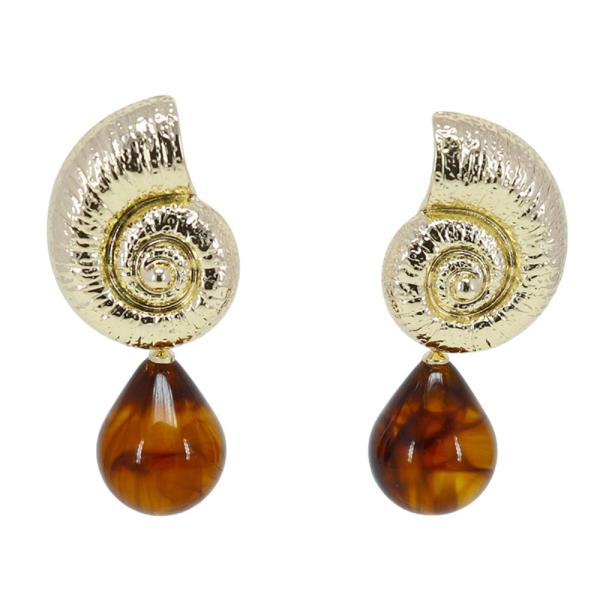 SEASHELL ACETATE BEAD LINK DANGLE EARRING