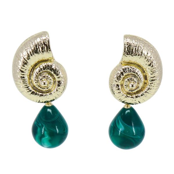 SEASHELL ACETATE BEAD LINK DANGLE EARRING