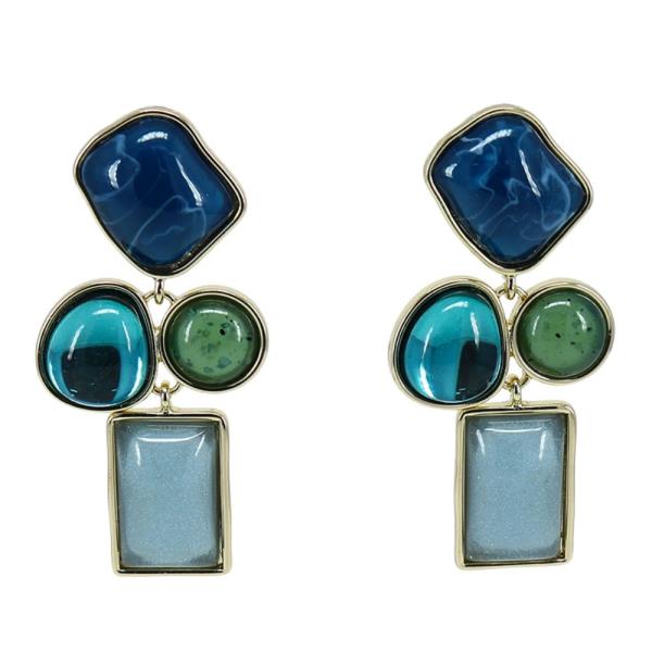 COLOR STONE GEO SHAPE DANGLE EARRING