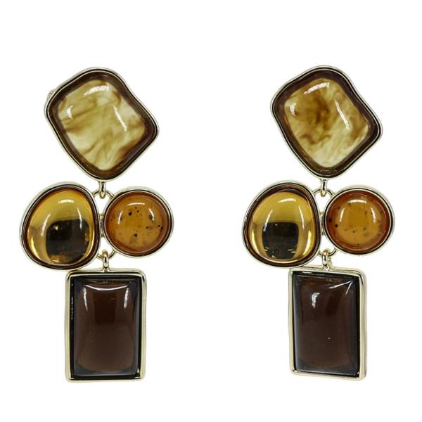 COLOR STONE GEO SHAPE DANGLE EARRING