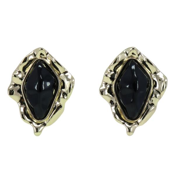 COLOR STONE METAL POST EARRING