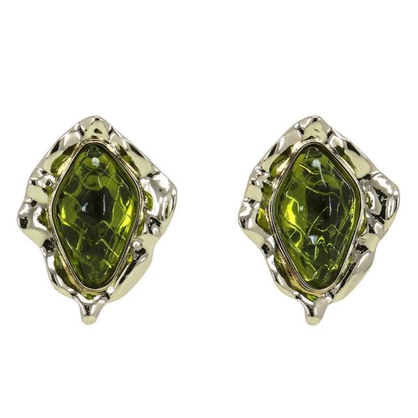 COLOR STONE METAL POST EARRING