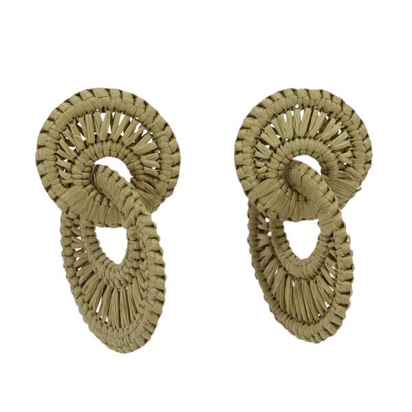 RAFFIA WRAPPED METAL EARRING