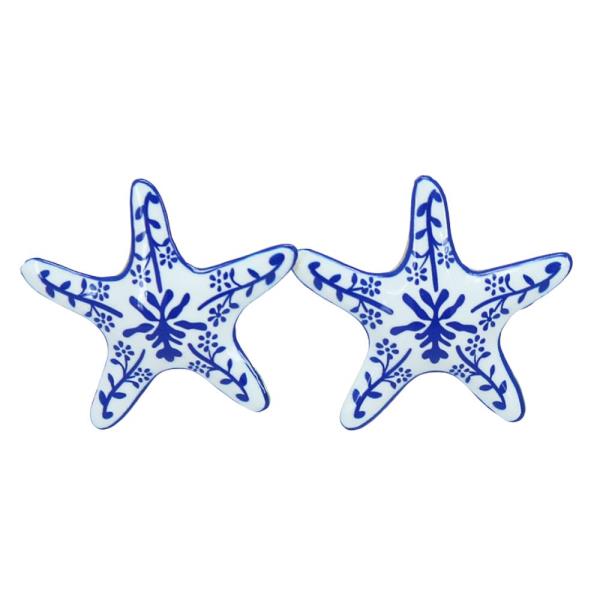 CERAMIC PATTERN STAR SHAPE STUD EARRING