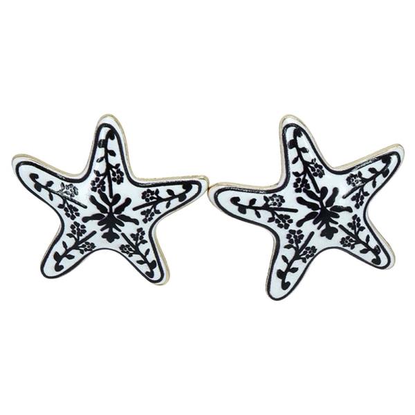 CERAMIC PATTERN STAR SHAPE STUD EARRING