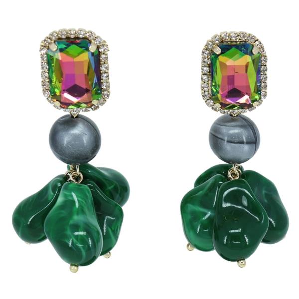 CRYSTAL BEADED LINK DANGLE EARRING