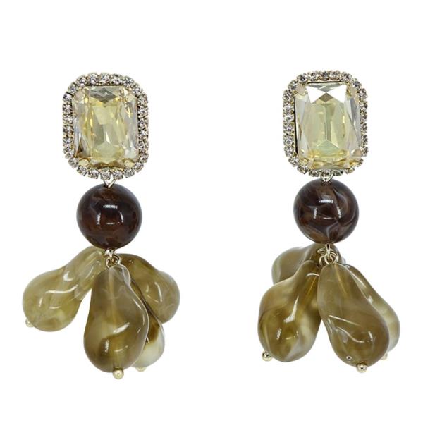 CRYSTAL BEADED LINK DANGLE EARRING
