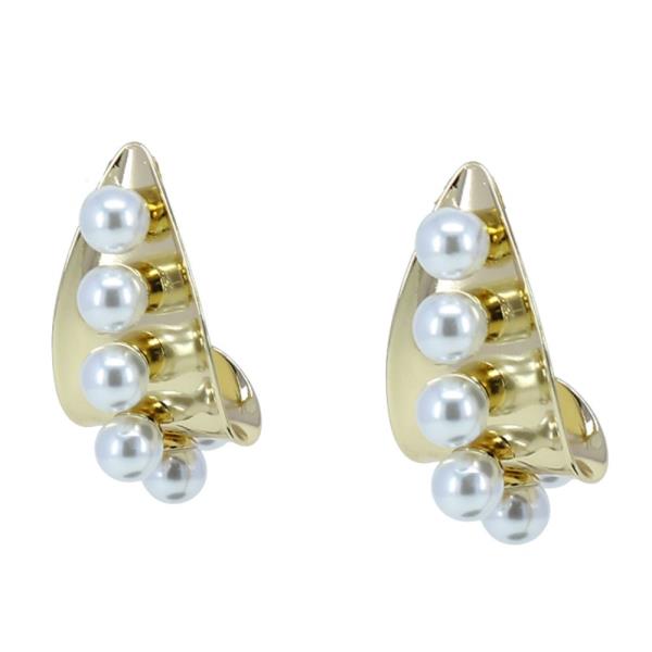 PEARL BEAD METAL TEARDROP STUD EARRING