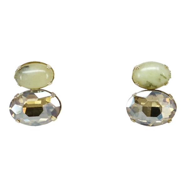 STONE OVAL CRYSTAL POST EARRING