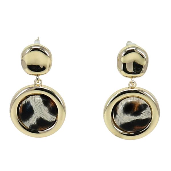 ANIMAL PRINT ROUND LINK DANGLE EARRING