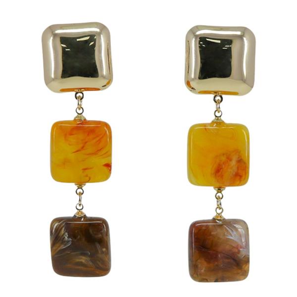 ACETATE SQUARE LINK DANGLE EARRING