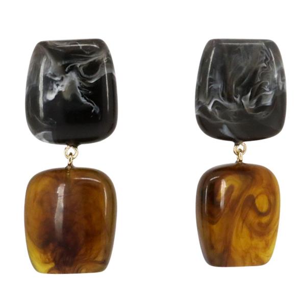 ACETATE STONE LINK DANGLE EARRING