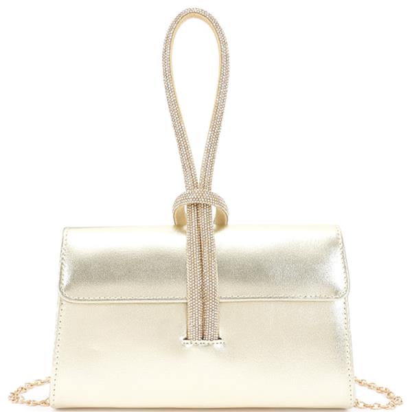 METALLIC RHINESTONE HANDLE CLUTCH