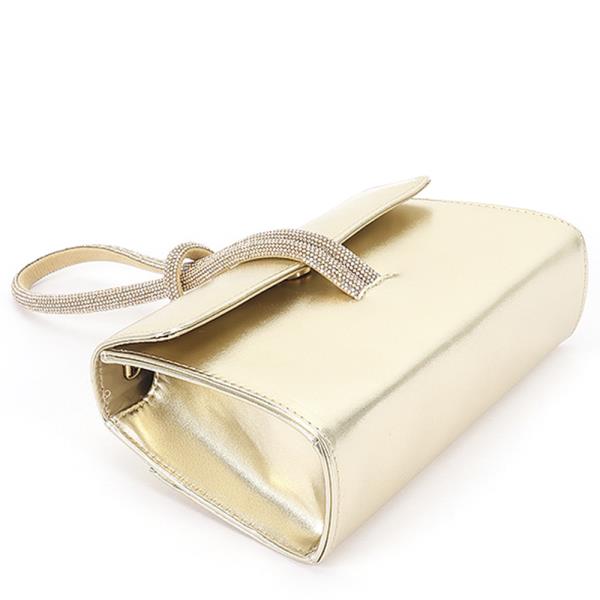 METALLIC RHINESTONE HANDLE CLUTCH