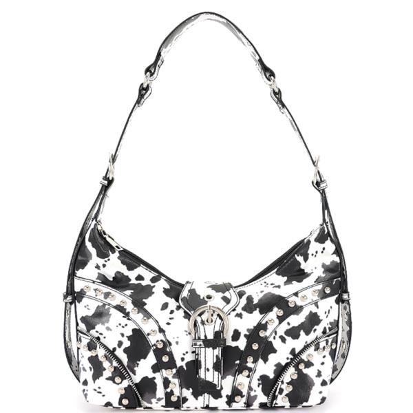 LEATHER METAL BUCKLE SHOULDER BAG