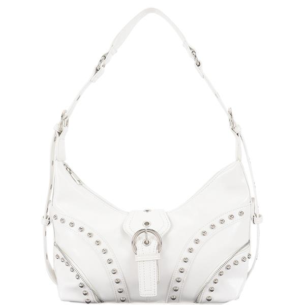 LEATHER METAL BUCKLE SHOULDER BAG