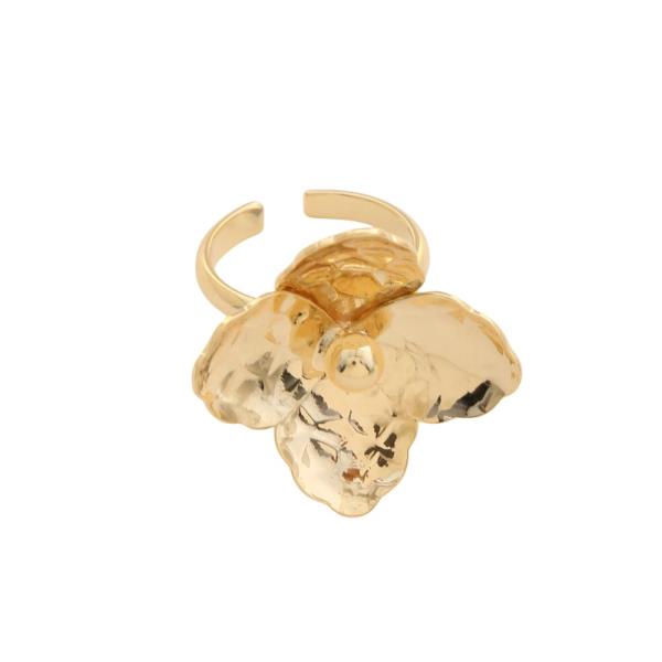 SODAJO FLOWER METAL GOLD DIPPED ADJUSTABLE RING