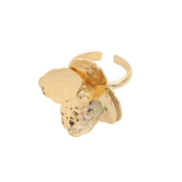 SODAJO FLOWER METAL GOLD DIPPED ADJUSTABLE RING