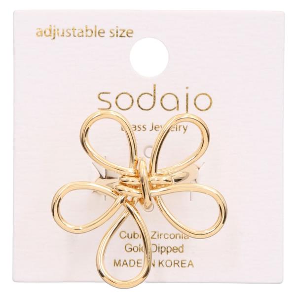 SODAJO WIRE FLOWER GOLD DIPPED ADJUSTABLE RING
