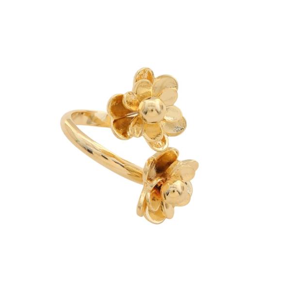 SODAJO DOUBLE FLOWER GOLD DIPPED ADJUSTABLE RING