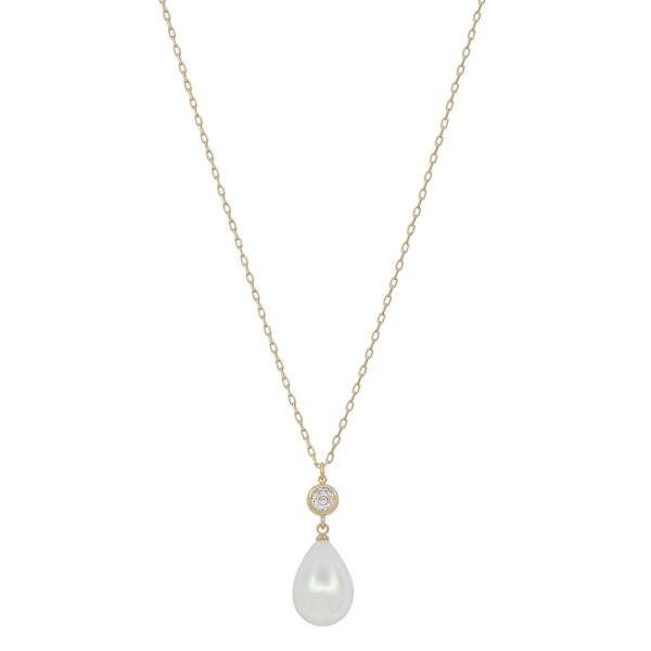 CRYSTAL WATER TEARDROP PEARL PENDANT NECKLACE