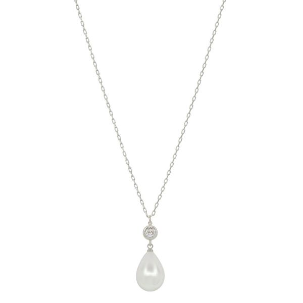 CRYSTAL WATER TEARDROP PEARL PENDANT NECKLACE
