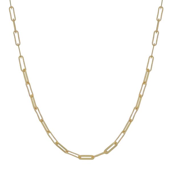 TWO DIFFERENT TEXTURE THIN CLIP NECKLACE