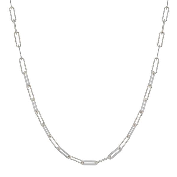 TWO DIFFERENT TEXTURE THIN CLIP NECKLACE
