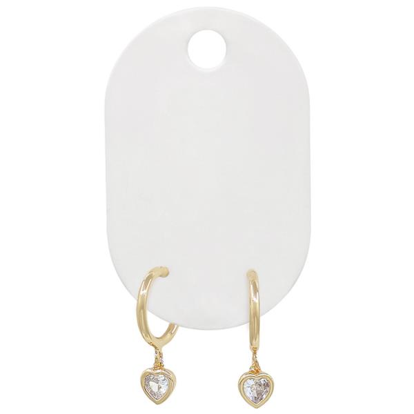 SMALL HOOP HEART CUBIC DROP EARRING