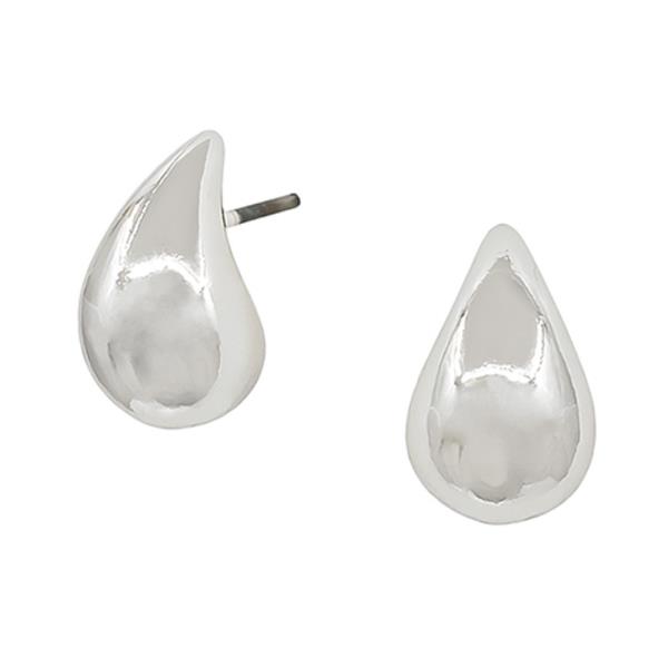SMALL TEARDROP METAL POST EARRINGS
