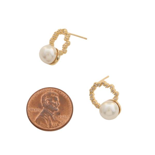 SODAJO PEARL BEAD CZ RING GOLD DIPPED EARRING