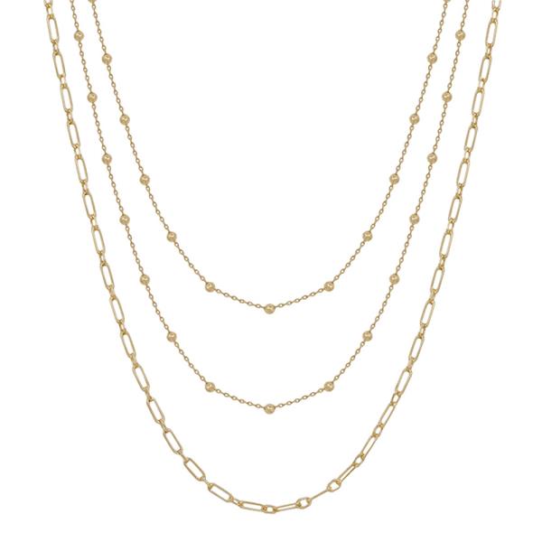 3 LAYERED DOT CHAIN ACCENT SHORT NECKLACE