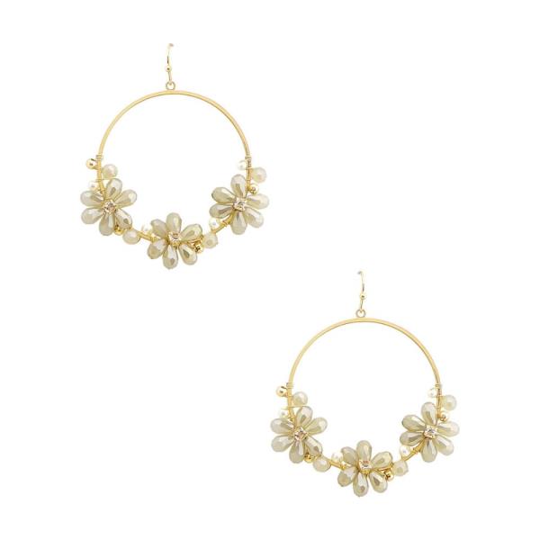 FLOWER ROUND METAL DANGLE EARRING