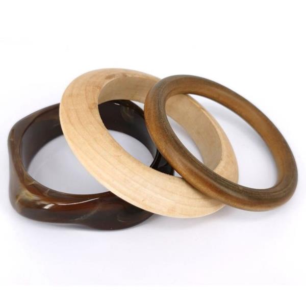 WOOD RESIN STACK BANGLE BRACELET SET