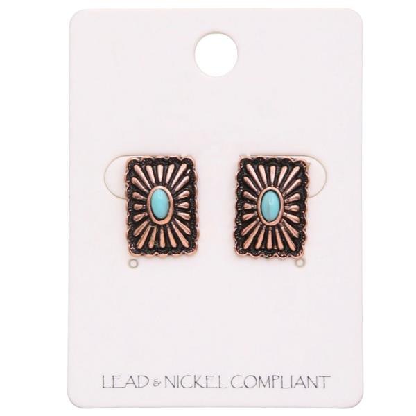 WESTERN STYLE RECTANGLE METAL EARRING