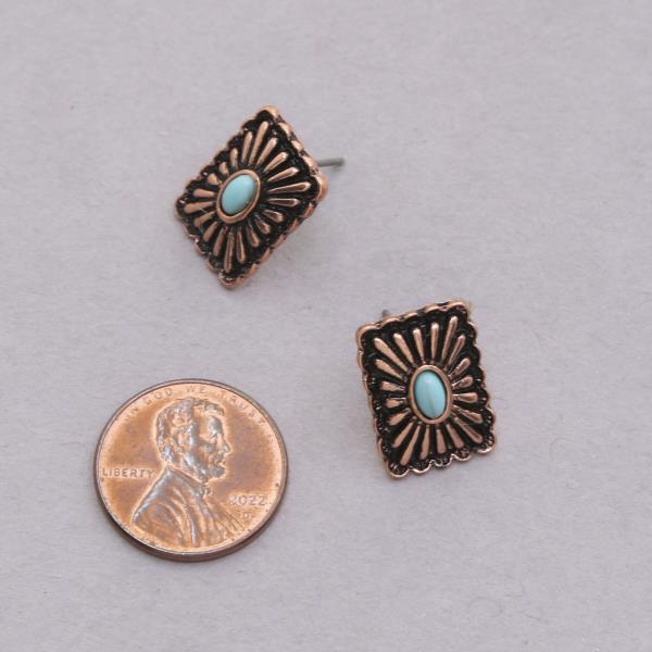 WESTERN STYLE RECTANGLE METAL EARRING