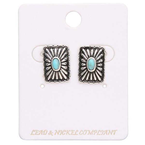 WESTERN STYLE RECTANGLE METAL EARRING