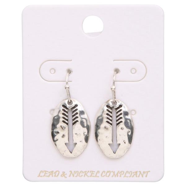 WESTERN STYLE ARROW OVAL METAL DANGLE EARRING