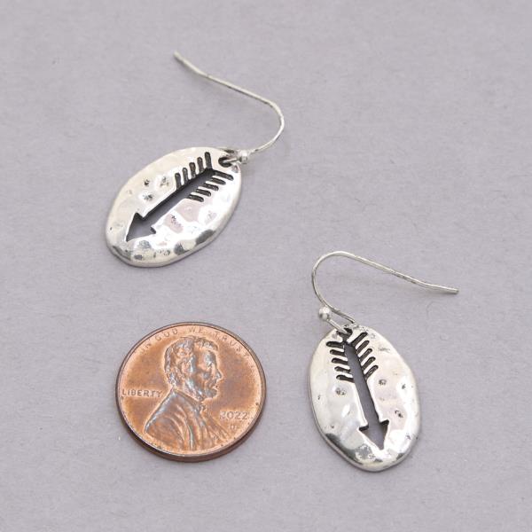 WESTERN STYLE ARROW OVAL METAL DANGLE EARRING