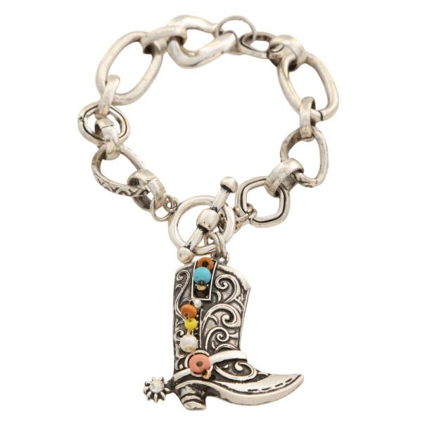 WESTERN BOOT TOGGLE CLASP METAL BRACELET