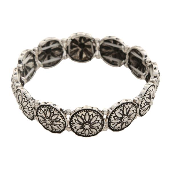 FLOWER PATTERN METAL STRETCH BRACELET