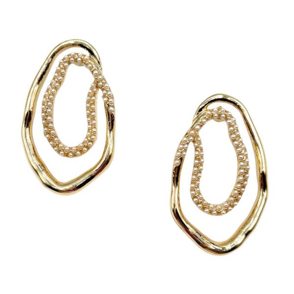 PEARL BEAD SWIRL METAL EARRING