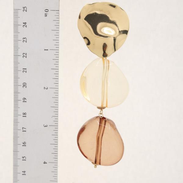 HAMMERED METAL CLEAR STONE LINK DANGLE EARRING