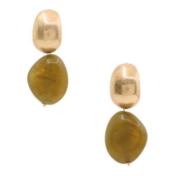 RESIN METAL BEAD LINK DANGLE EARRING