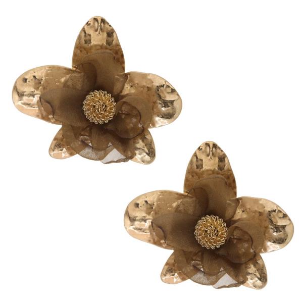 TULLE METAL FLOWER LINK POST EARRING