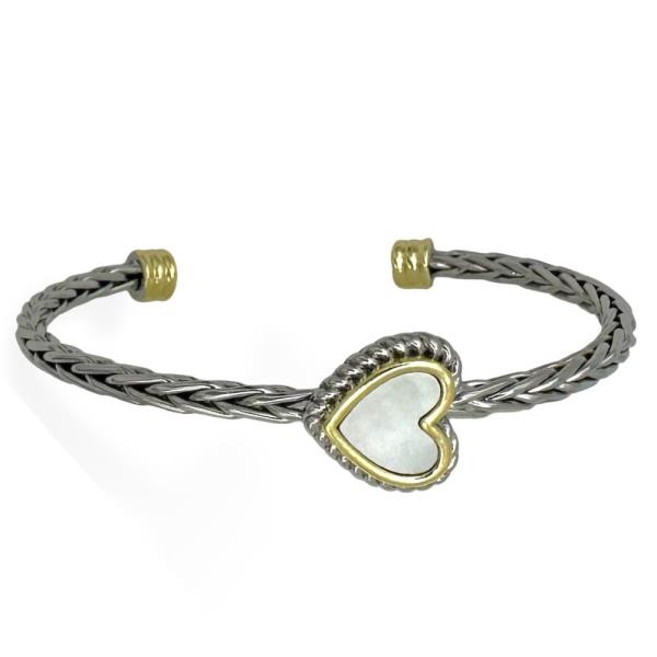 TWO TONE HEART SHAPE CUFF BRACELET